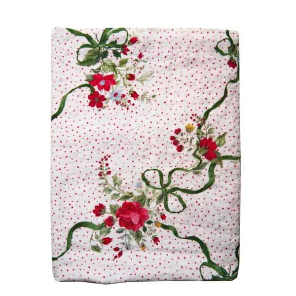Winter Bouquet Tablecloth Green Bows