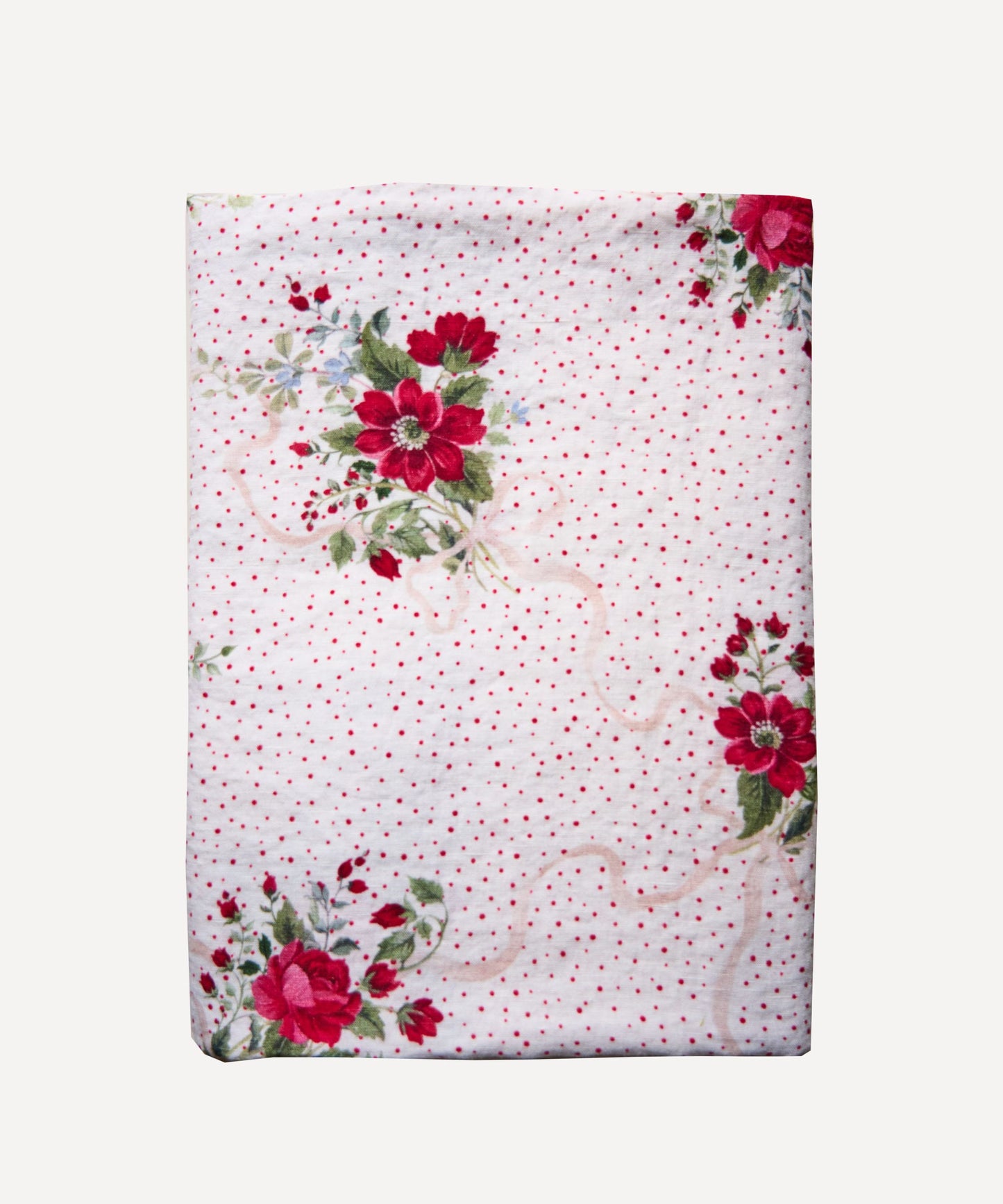 Winter Bouquet Ivory Bows Linen Tablecloth