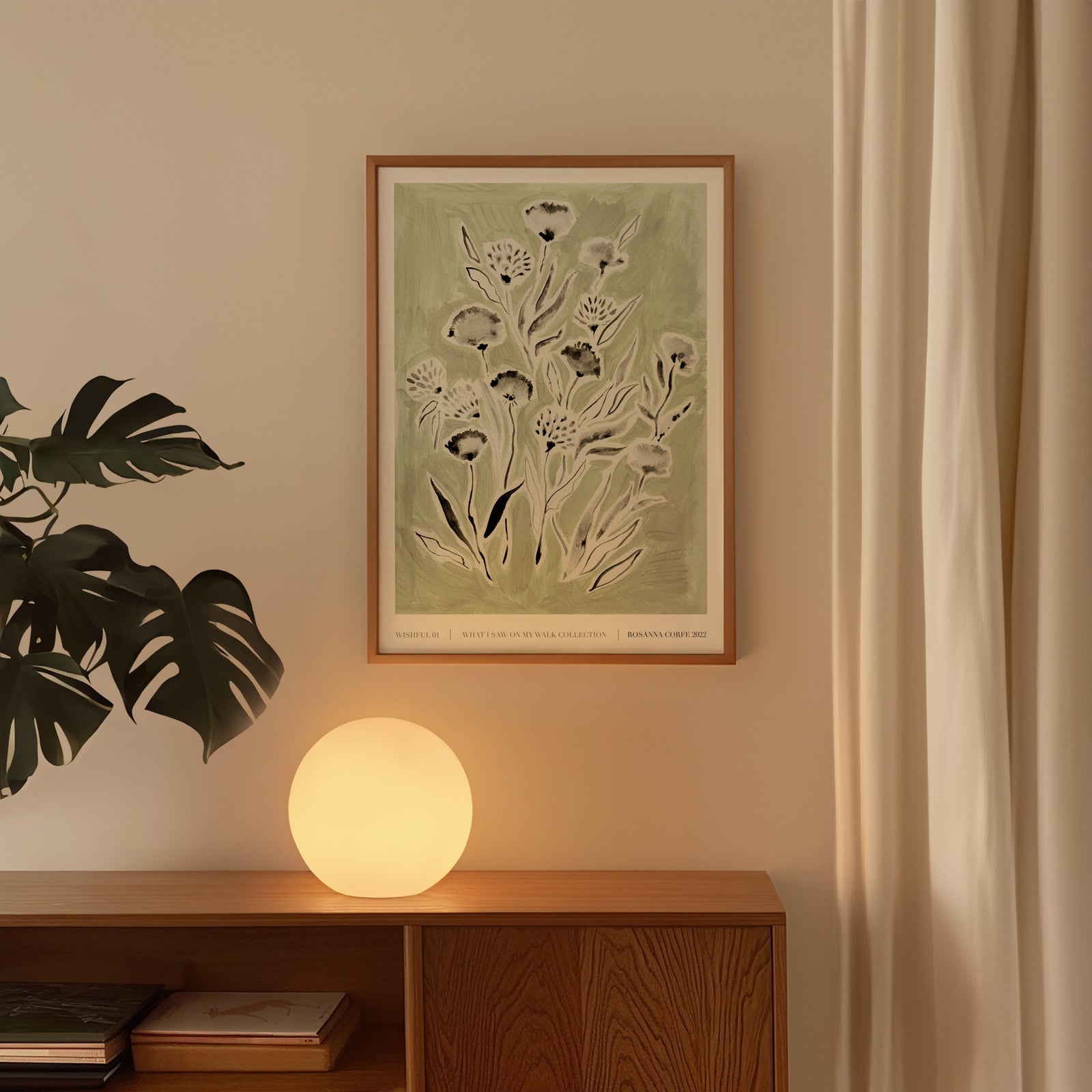 Wishful Green Floral Art Print