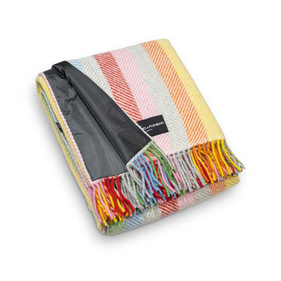 Waterproof Wool Picnic Blanket in Rainbow Strips