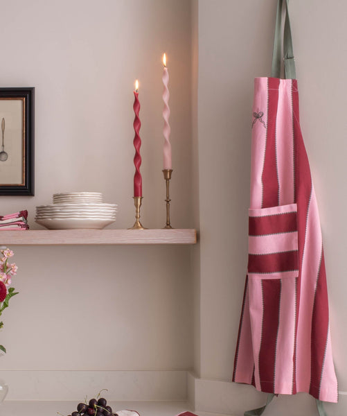 Kitchen Apron - Bold Stripe Burgundy
