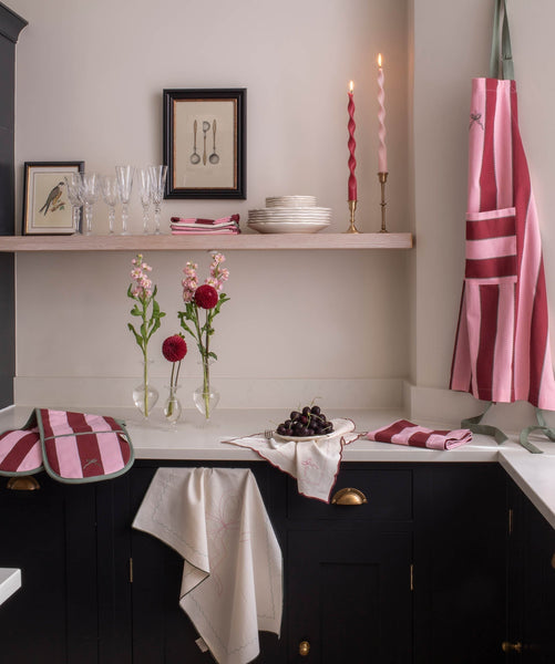 Kitchen Apron - Bold Stripe Burgundy