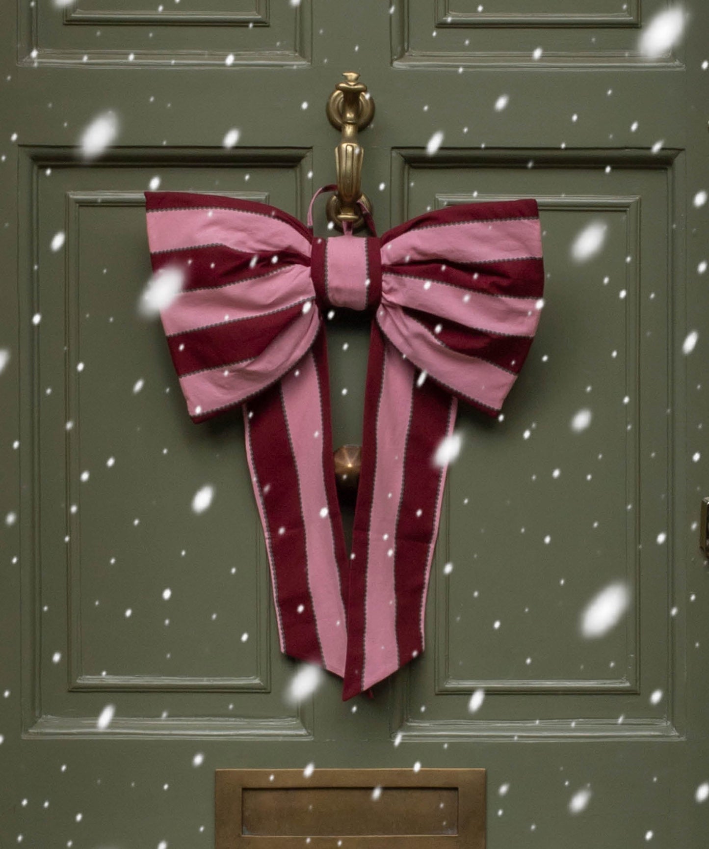 Christmas Hanging Bow - Bold Stripe Burgundy