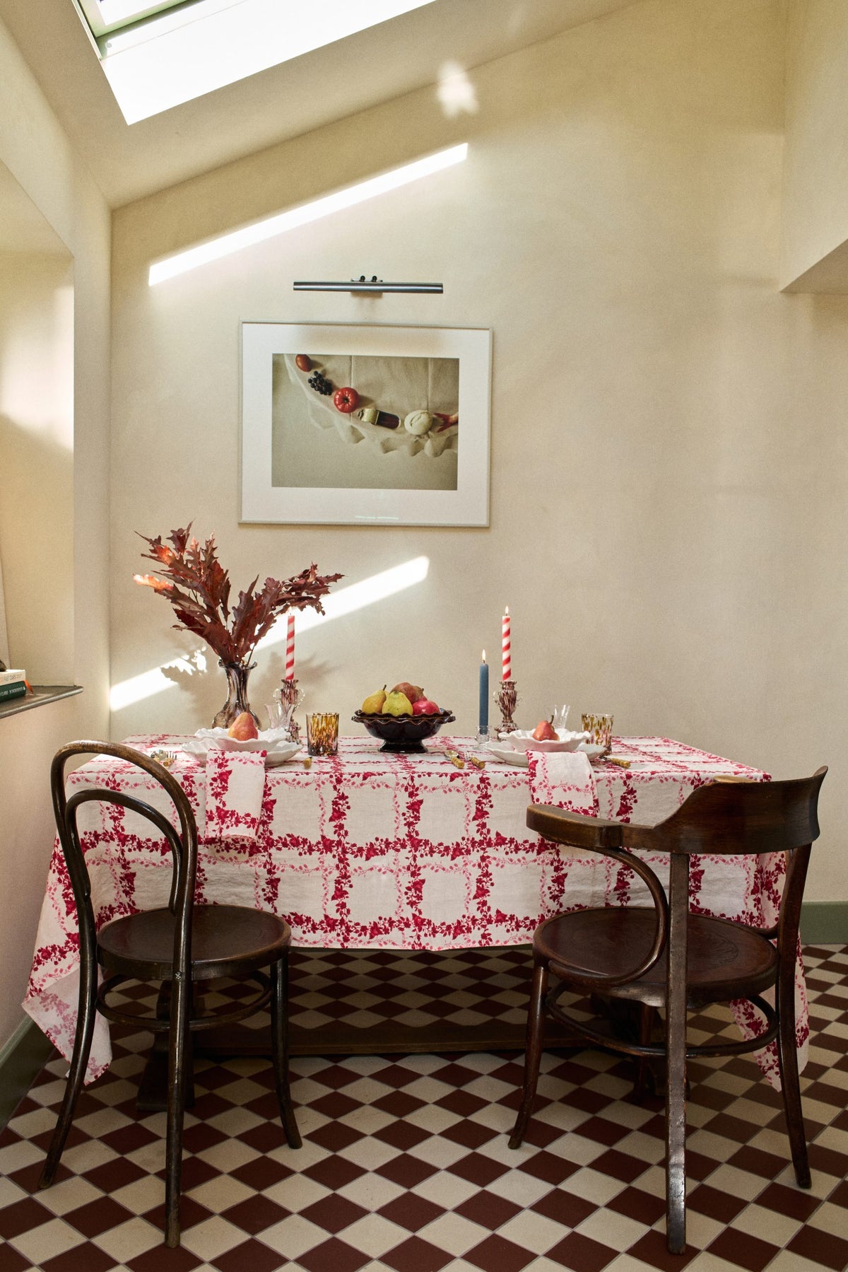 Flora Check Linen Tablecloth