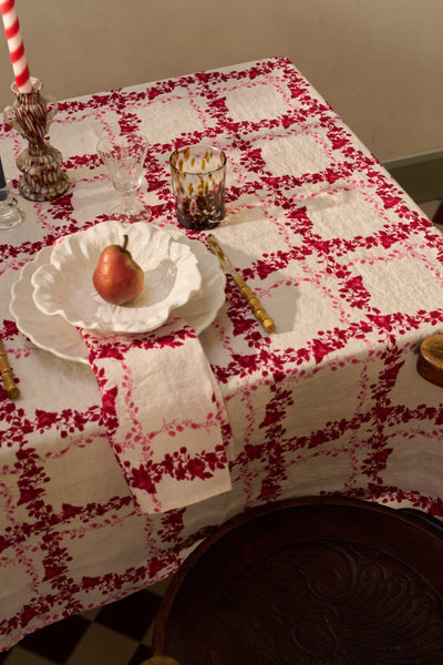 Flora Check Linen Tablecloth