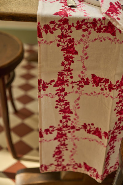 Flora Check Linen Runner