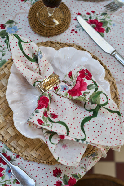 Winter Bouquet Linen Green Bows
