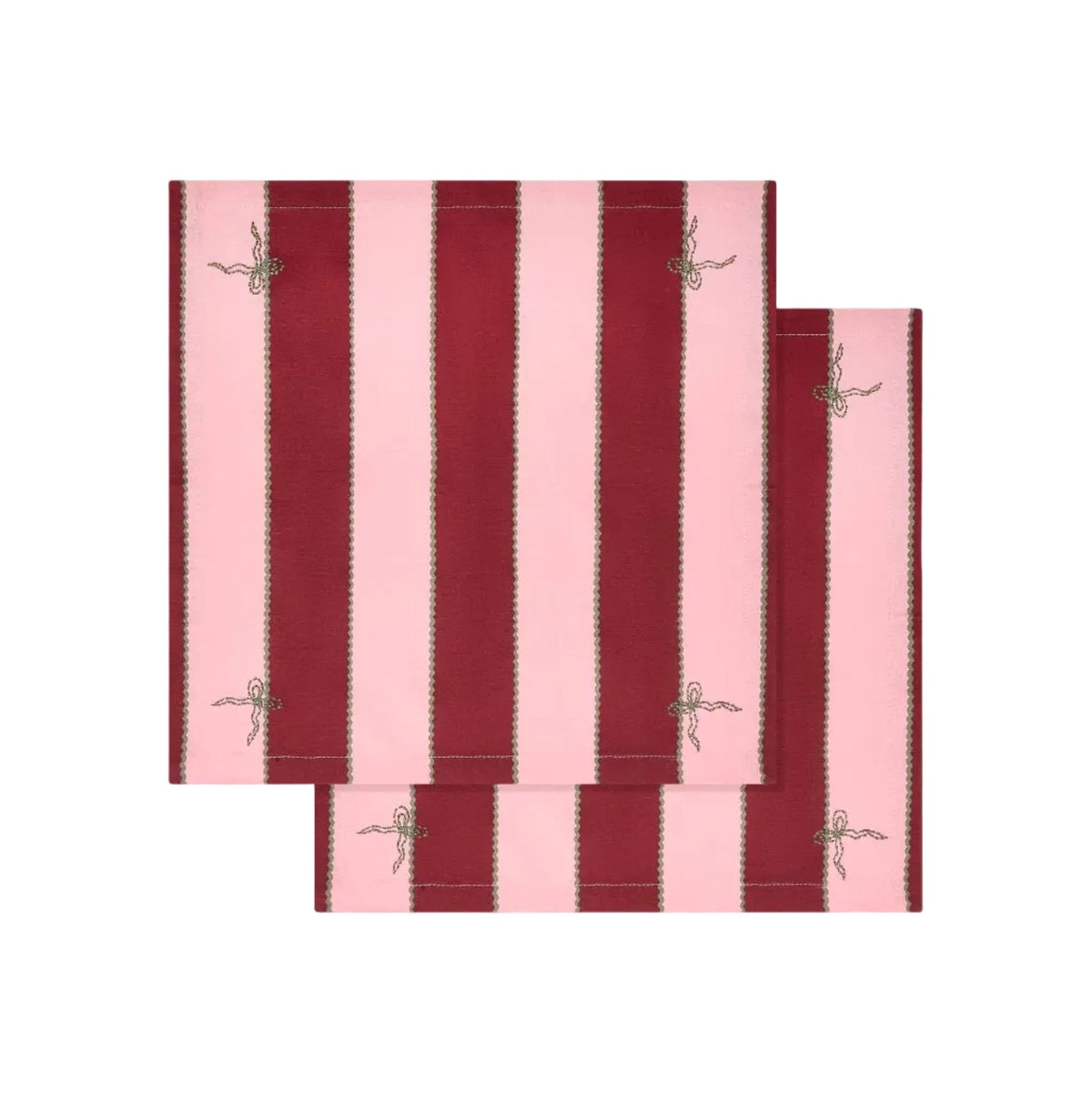 Napkins, Set of 2 - Bold Stripe Burgundy