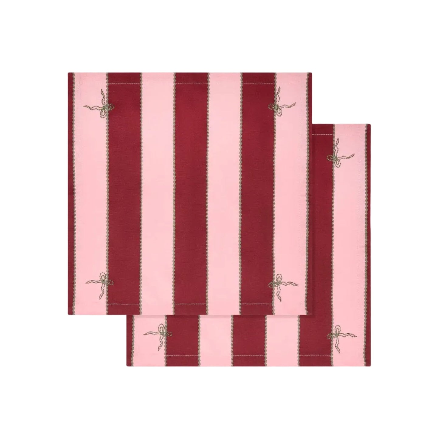 Napkins, Set of 2 - Bold Stripe Burgundy