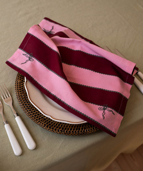 Napkins, Set of 2 - Bold Stripe Burgundy