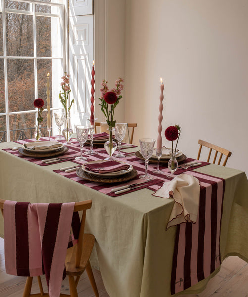 Napkins, Set of 2 - Bold Stripe Burgundy
