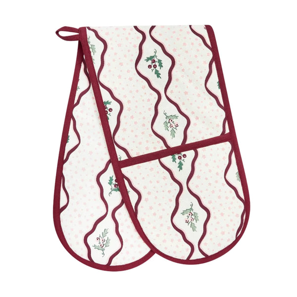 Double Oven Glove - Berry Ribbons