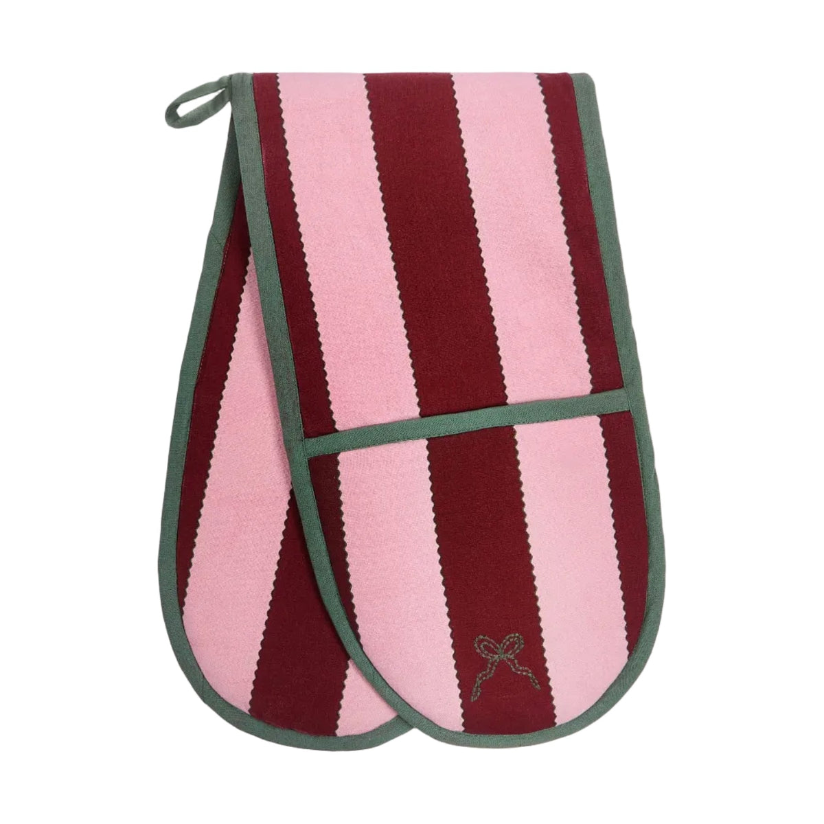 Double Oven Glove - Bold Stripe Burgundy