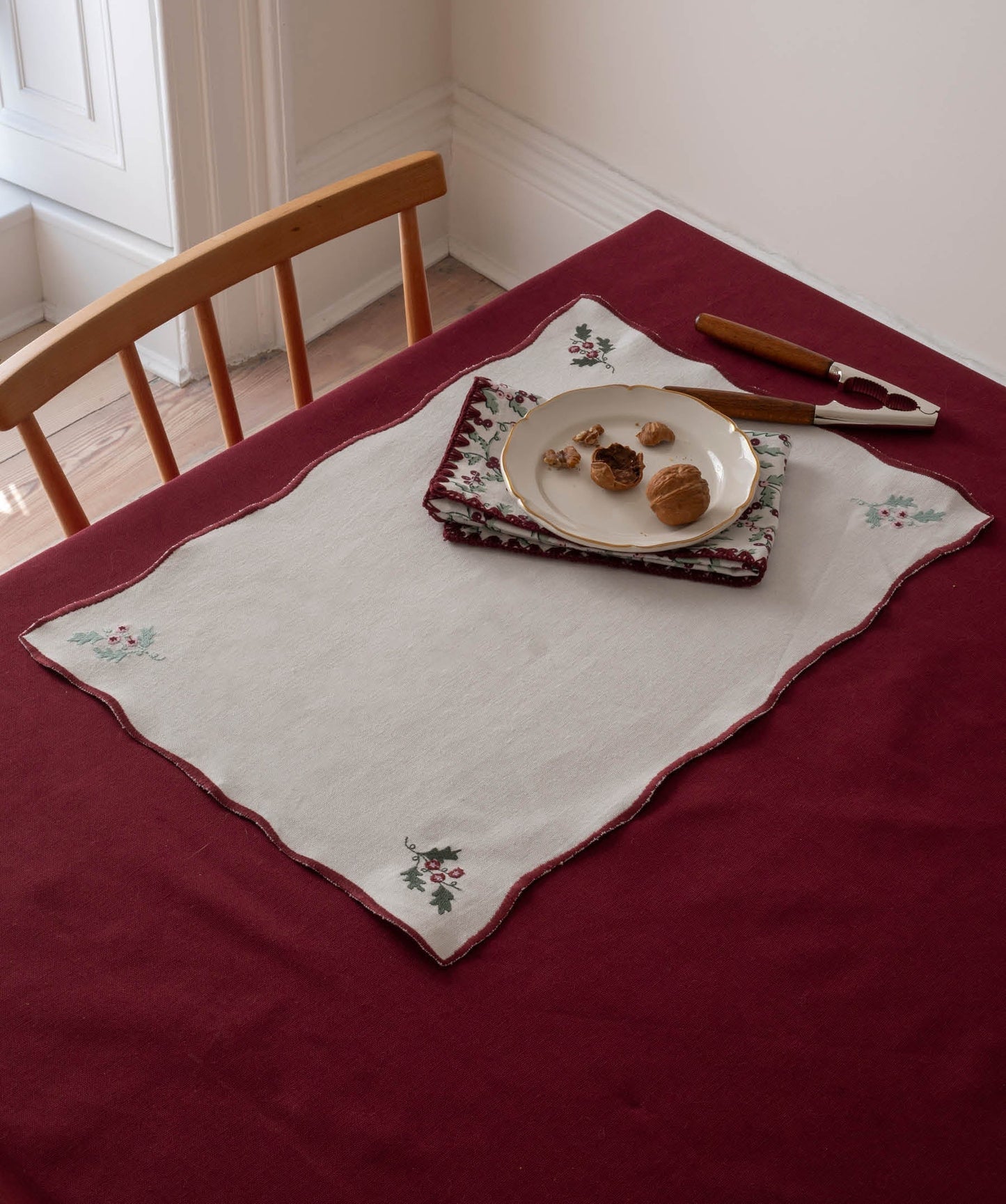 Cotton Place Mats, Set of 2 - Berry Ribbons