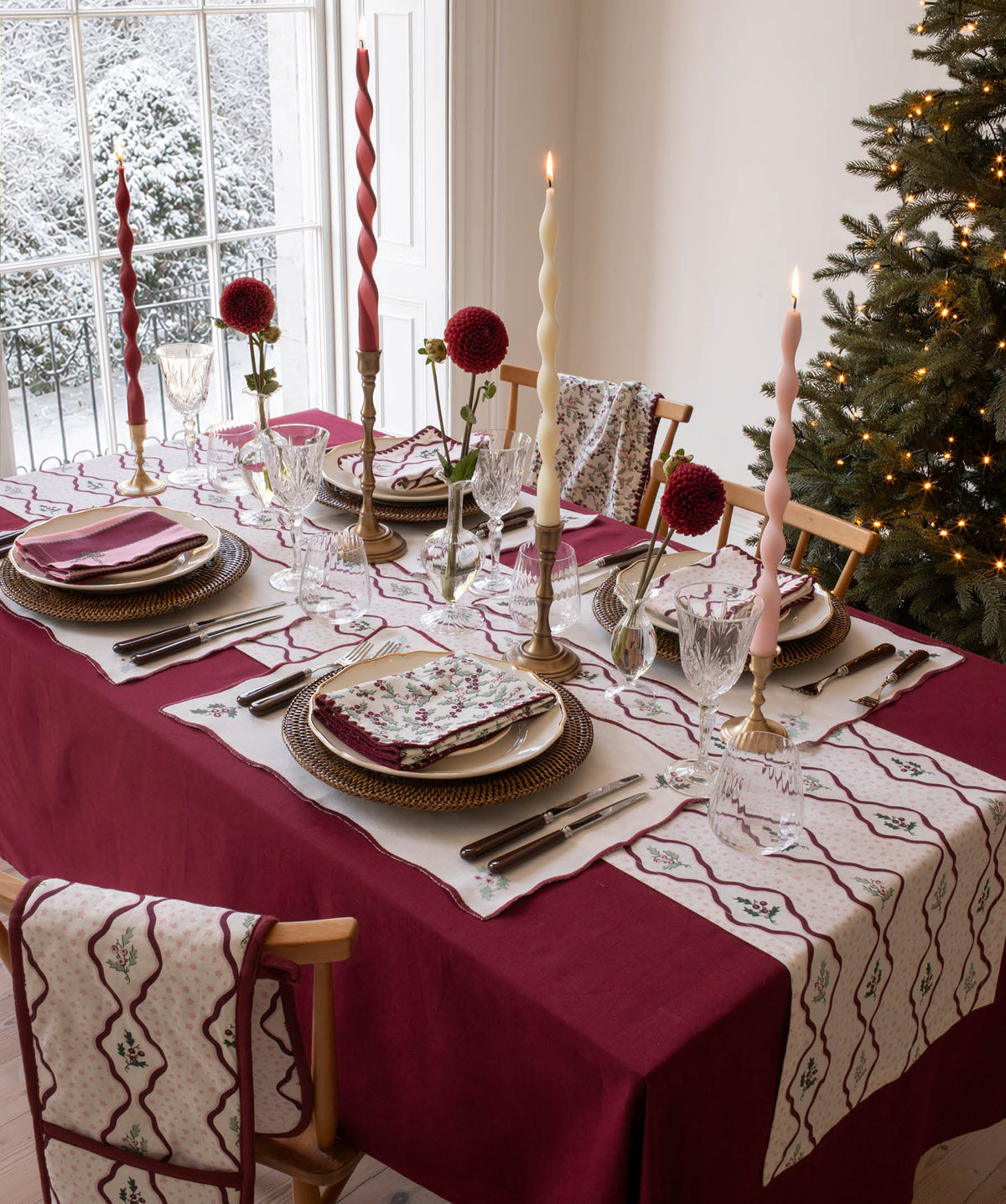 Cotton Place Mats, Set of 2 - Berry Ribbons