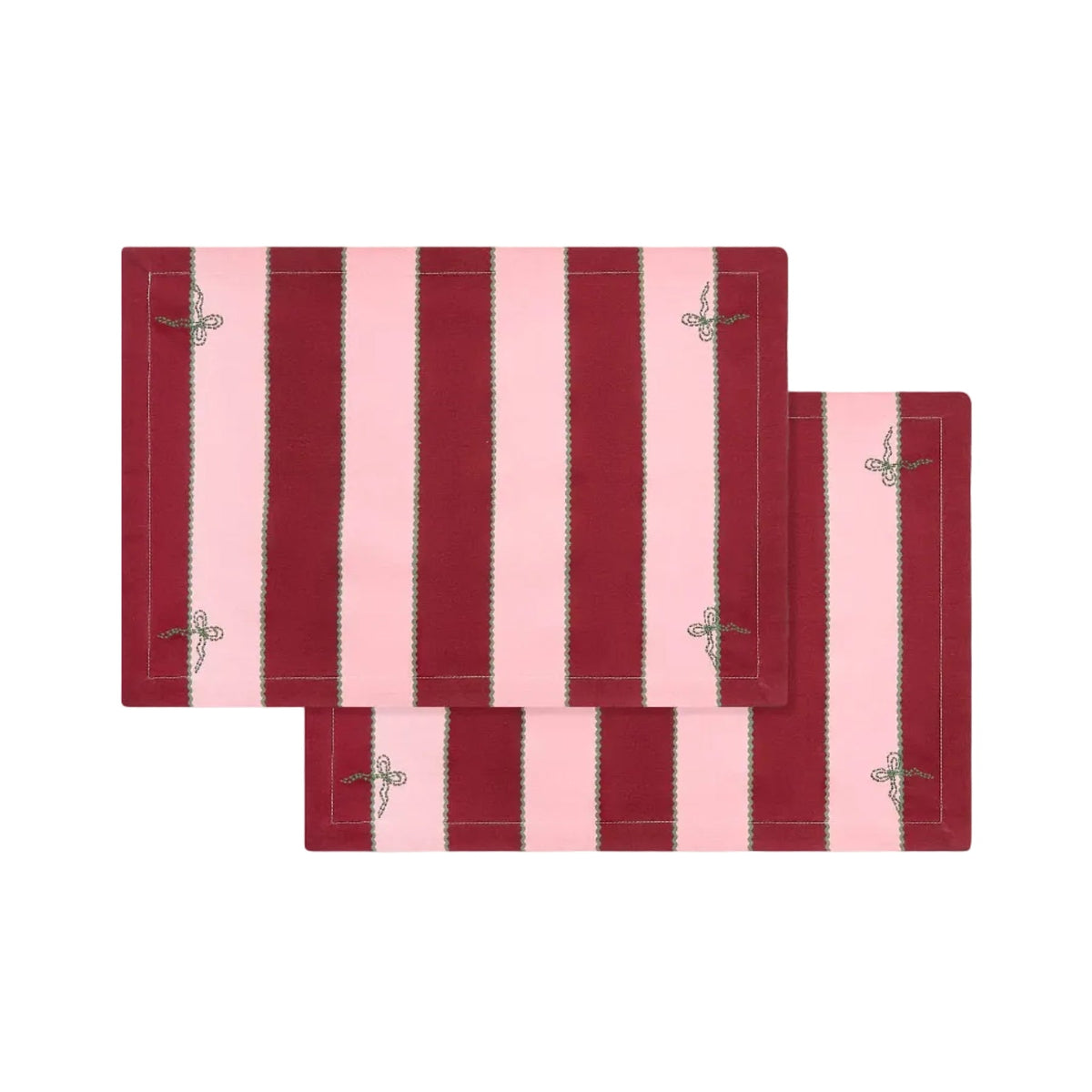Cotton Place Mats, Set of 2 - Bold Stripe Burgundy