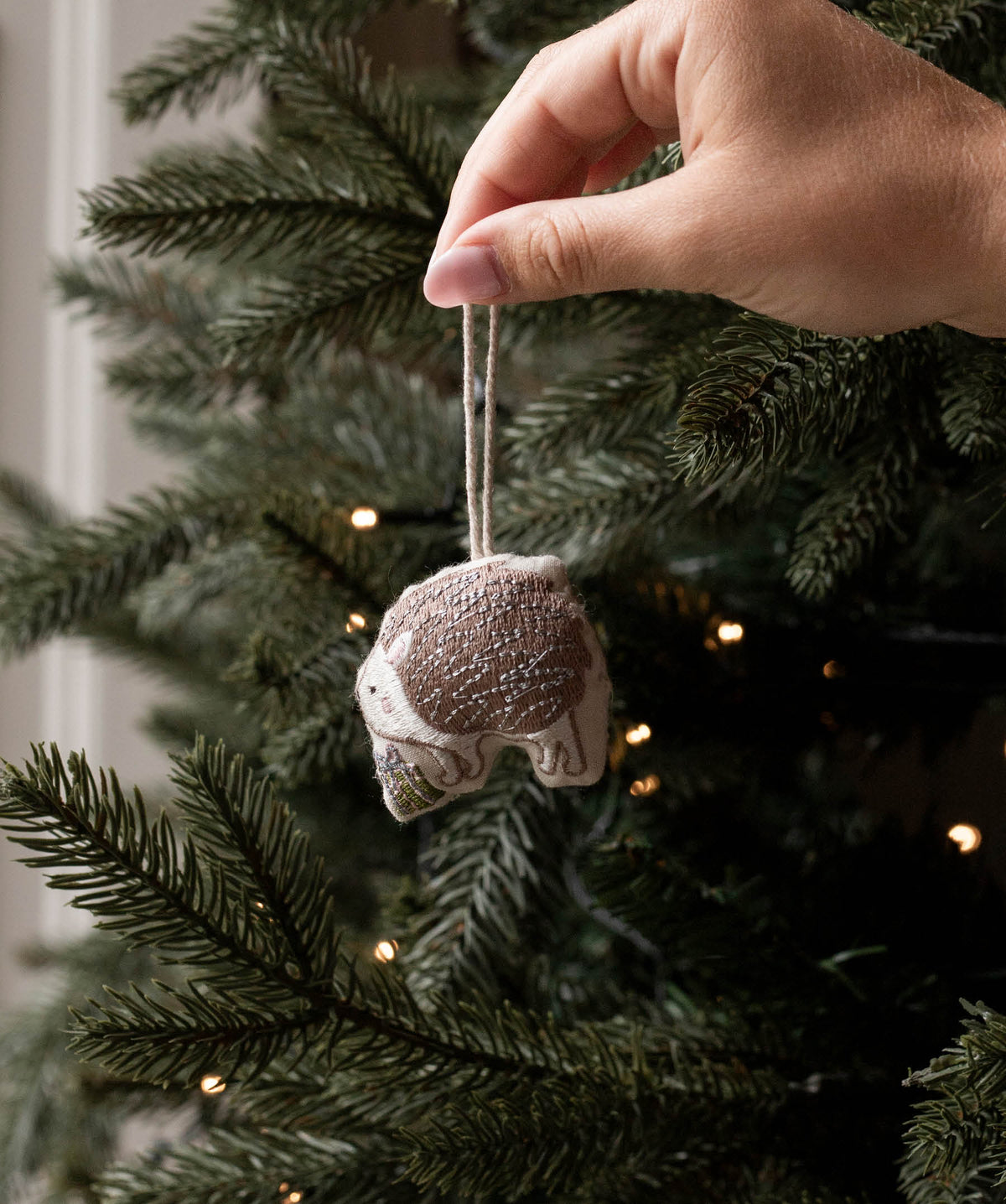 Embroidered Tree Decorations, Set of 5 - Wintry Woodlands