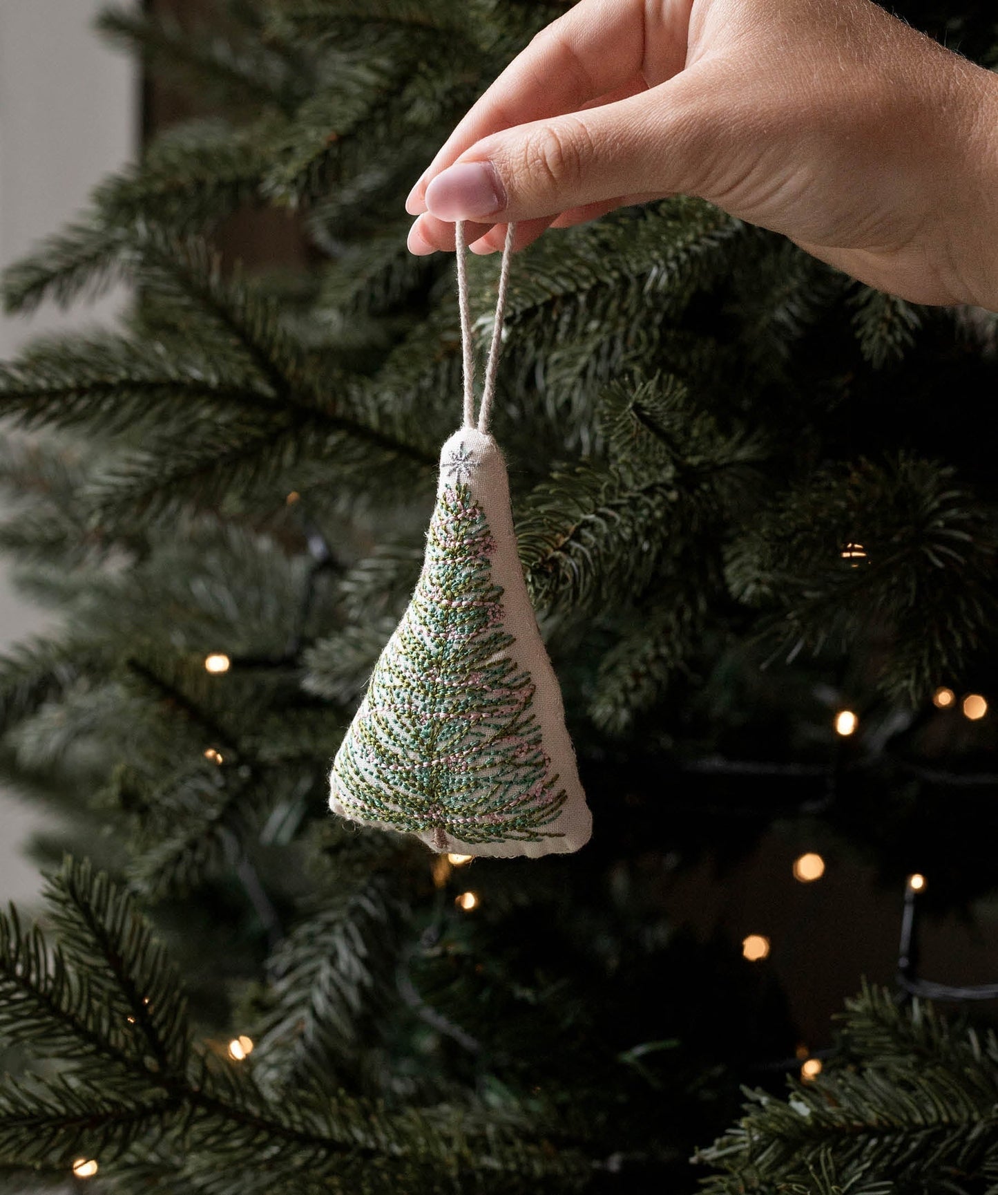 Embroidered Tree Decorations, Set of 5 - Wintry Woodlands