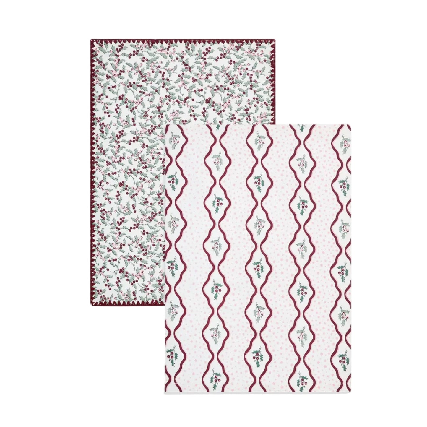 Tea Towels, Set of 2 - Berry Ribbons