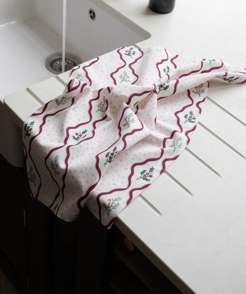 Tea Towels, Set of 2 - Berry Ribbons