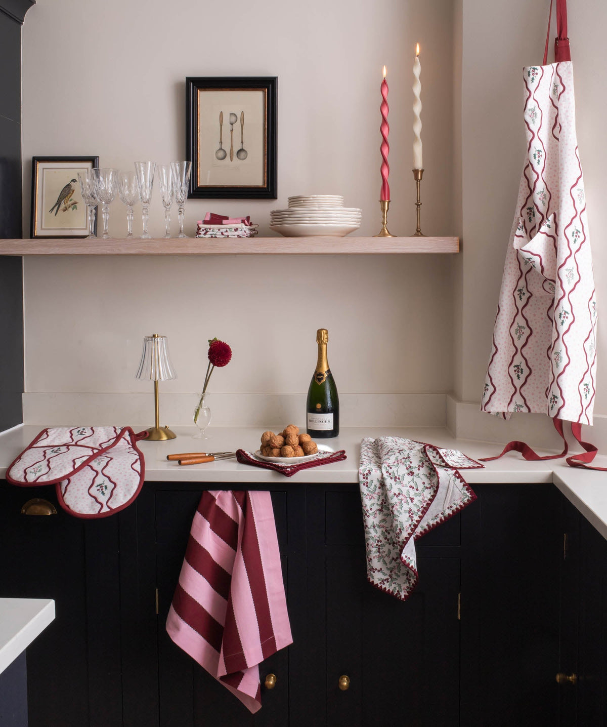 Tea Towels, Set of 2 - Berry Ribbons