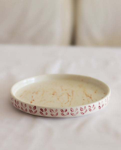 PURPLE LEAF CERAMIC DESSERT PLATE 