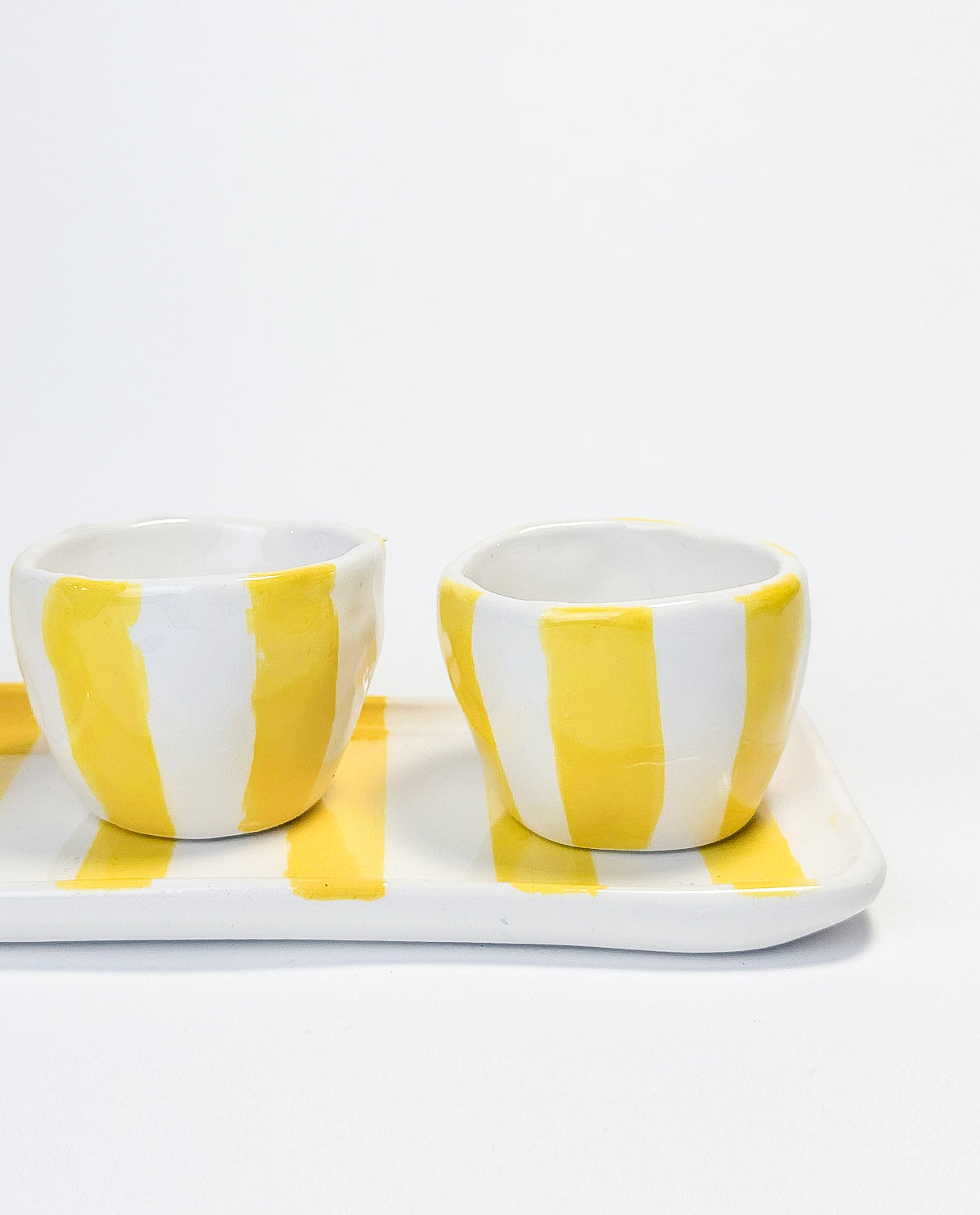 YELLOW STRIPE CERAMIC ESPRESSO CUPS
