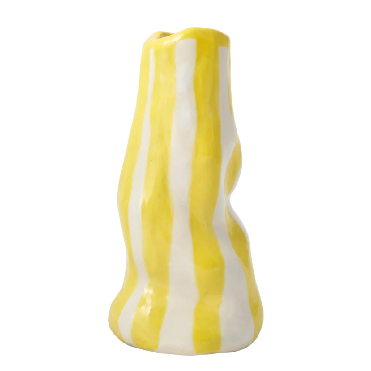 Bright Yellow Candy Stripe Vase