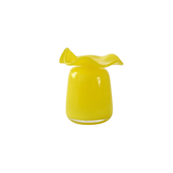 Yellow Handmade Ruffle Glass Bud Vase