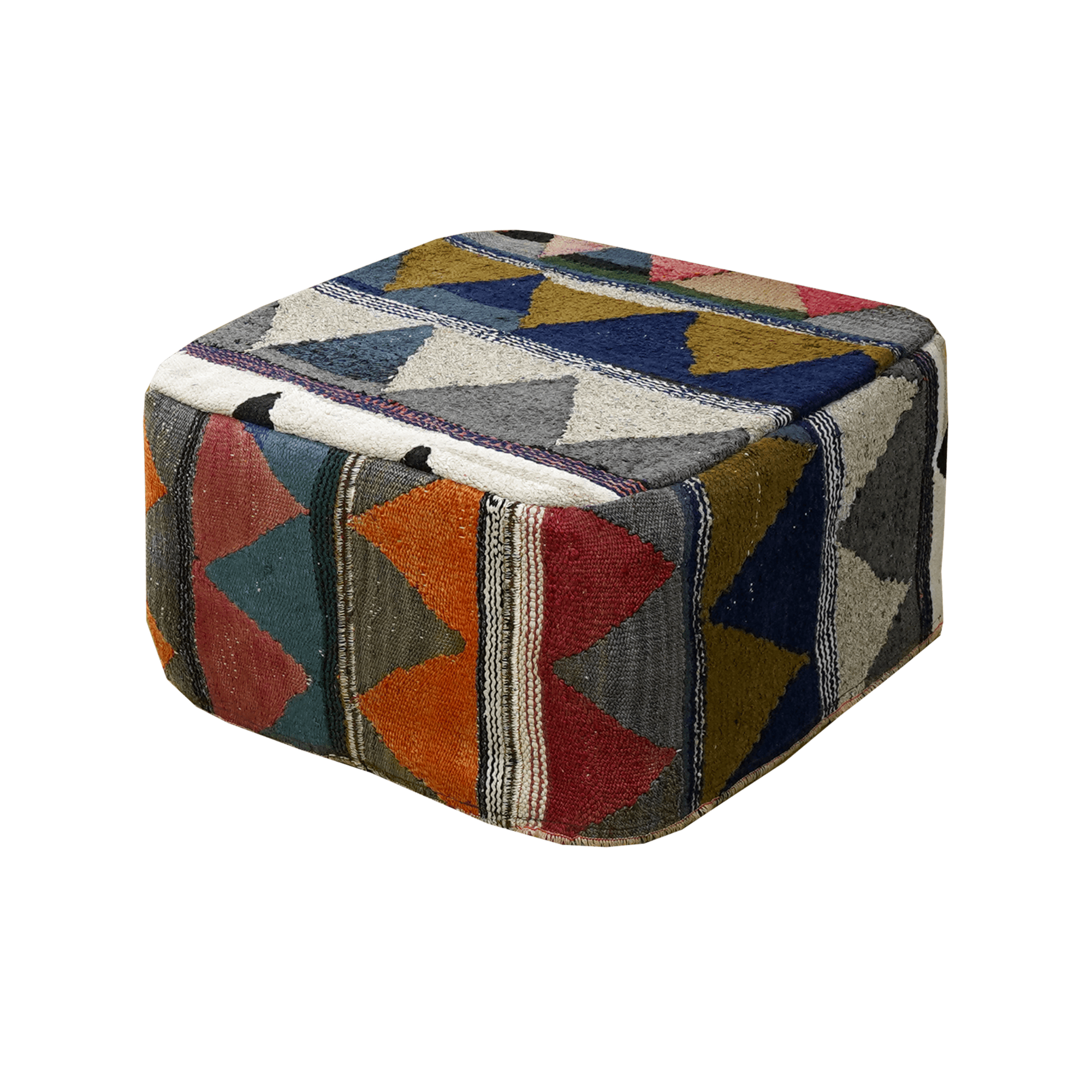 Kilim Pouf · Handcrafted - Multicoloured, 65x65 cm