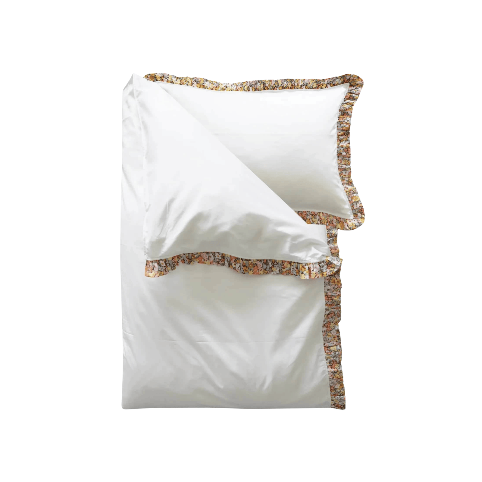Frill-Edge White Duvet Set made with Liberty Fabric THORPE YELLOW