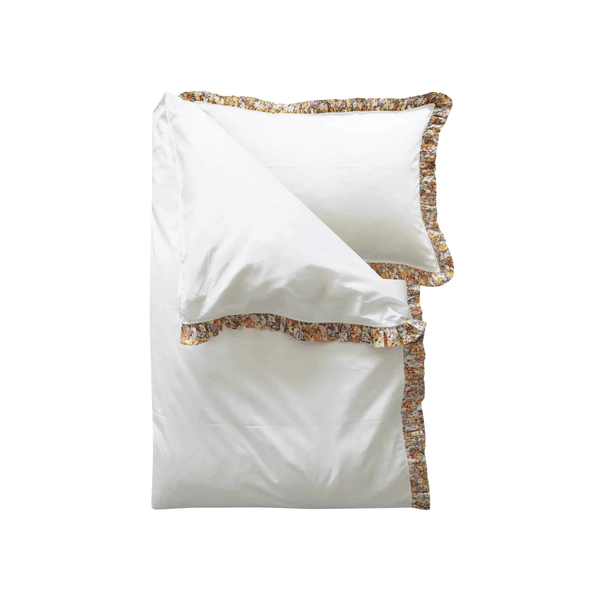 Frill-Edge White Duvet Set made with Liberty Fabric THORPE YELLOW