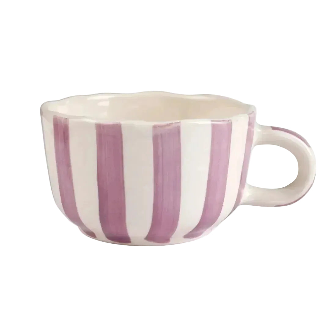 Purple Cappuccino Cup | Handpainted Ceramic | 2.9 x 3.9 in (Set of 2)
