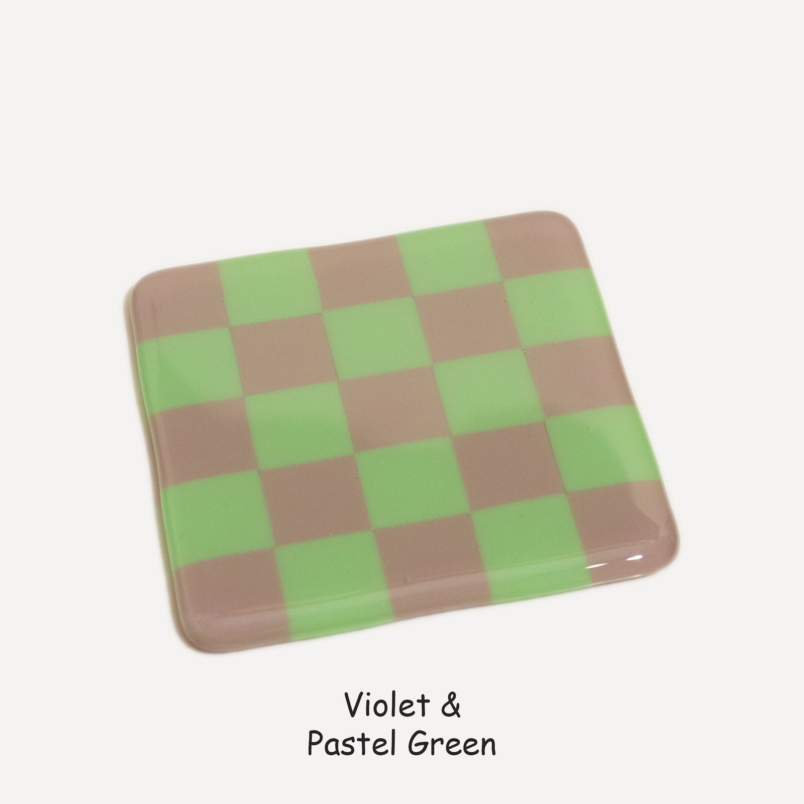 10cm Chequered Dual Colour Coaster - Oceanside Collection - Violet &amp; Pastel Green image