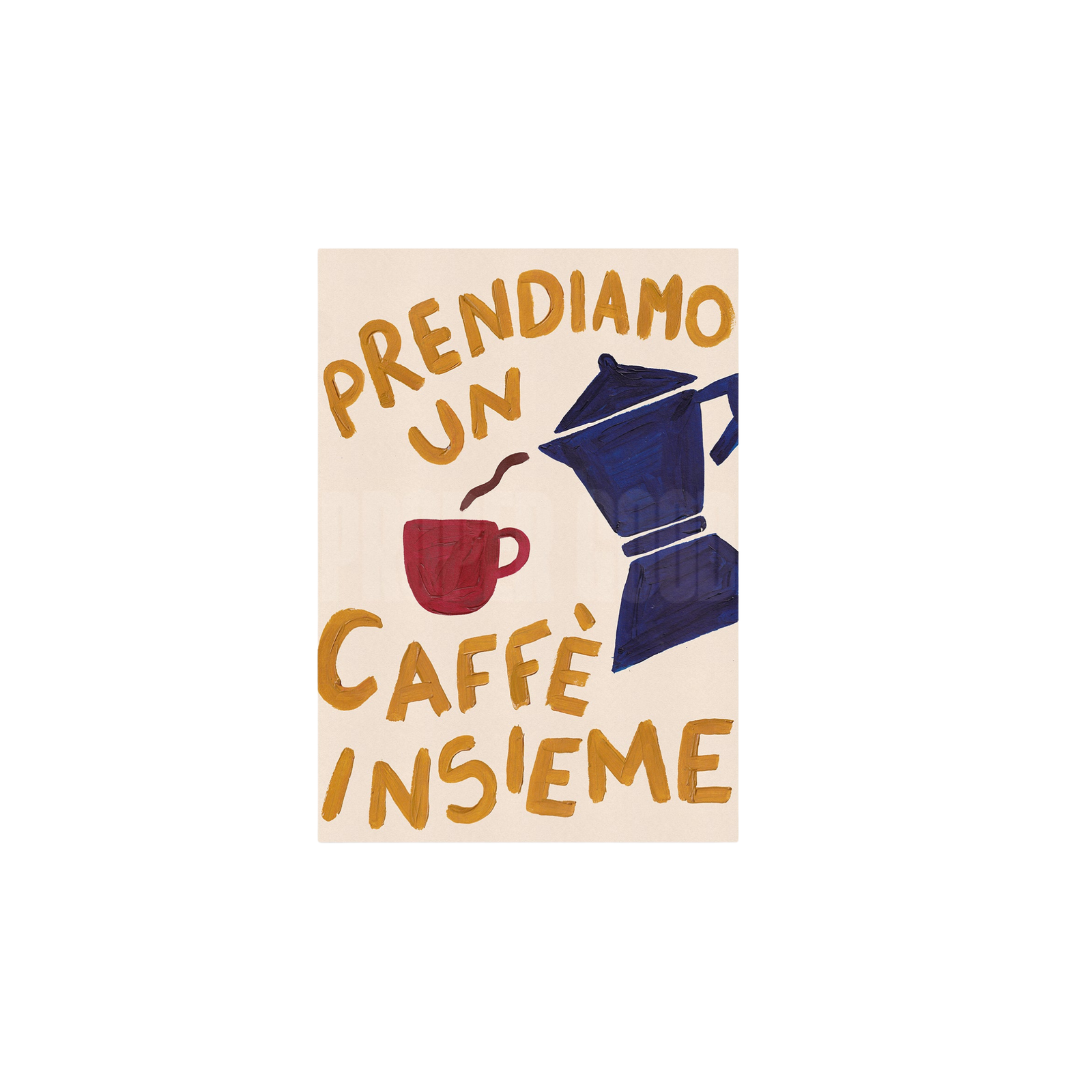 "Let's Have A Cup of Coffee" Hand Painted Print