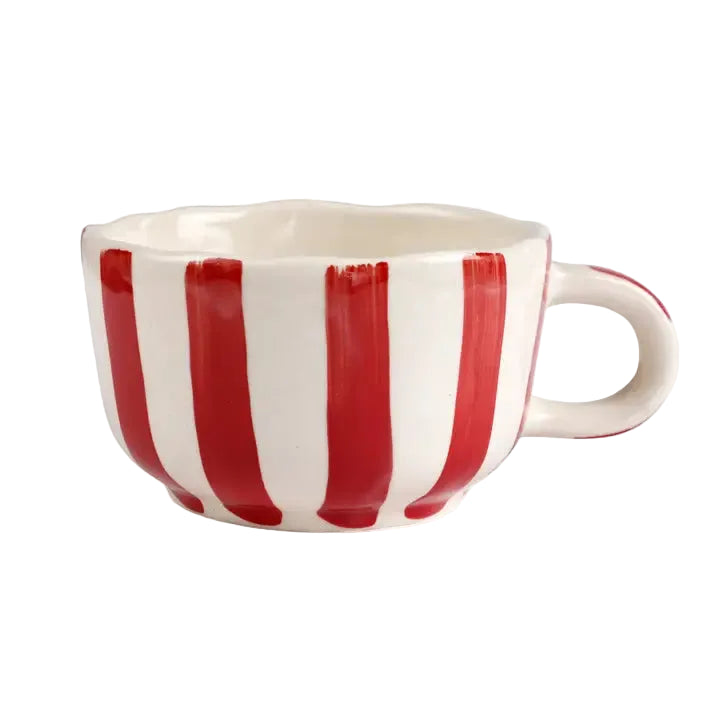Red Cappuccino Cup | Handpainted Ceramic | 2.9 x 3.9 in (Set of 2)