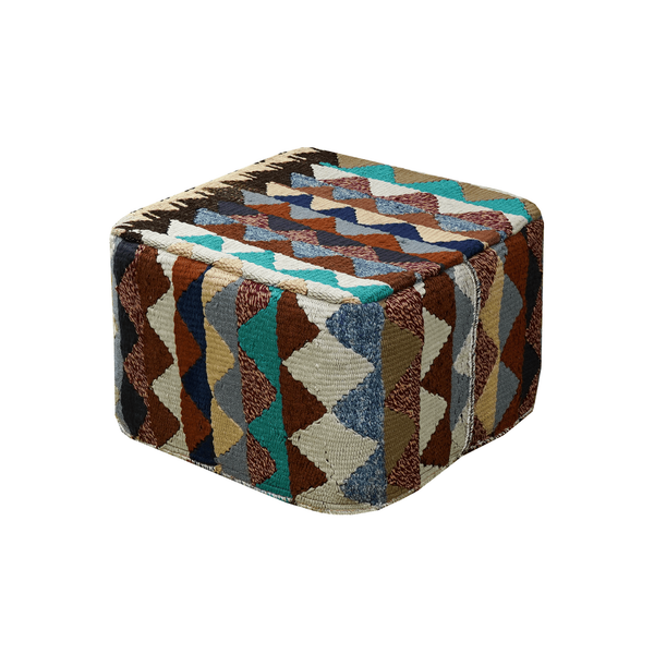 Kilim Pouf · Handcrafted - Multicoloured, 55x55 cm