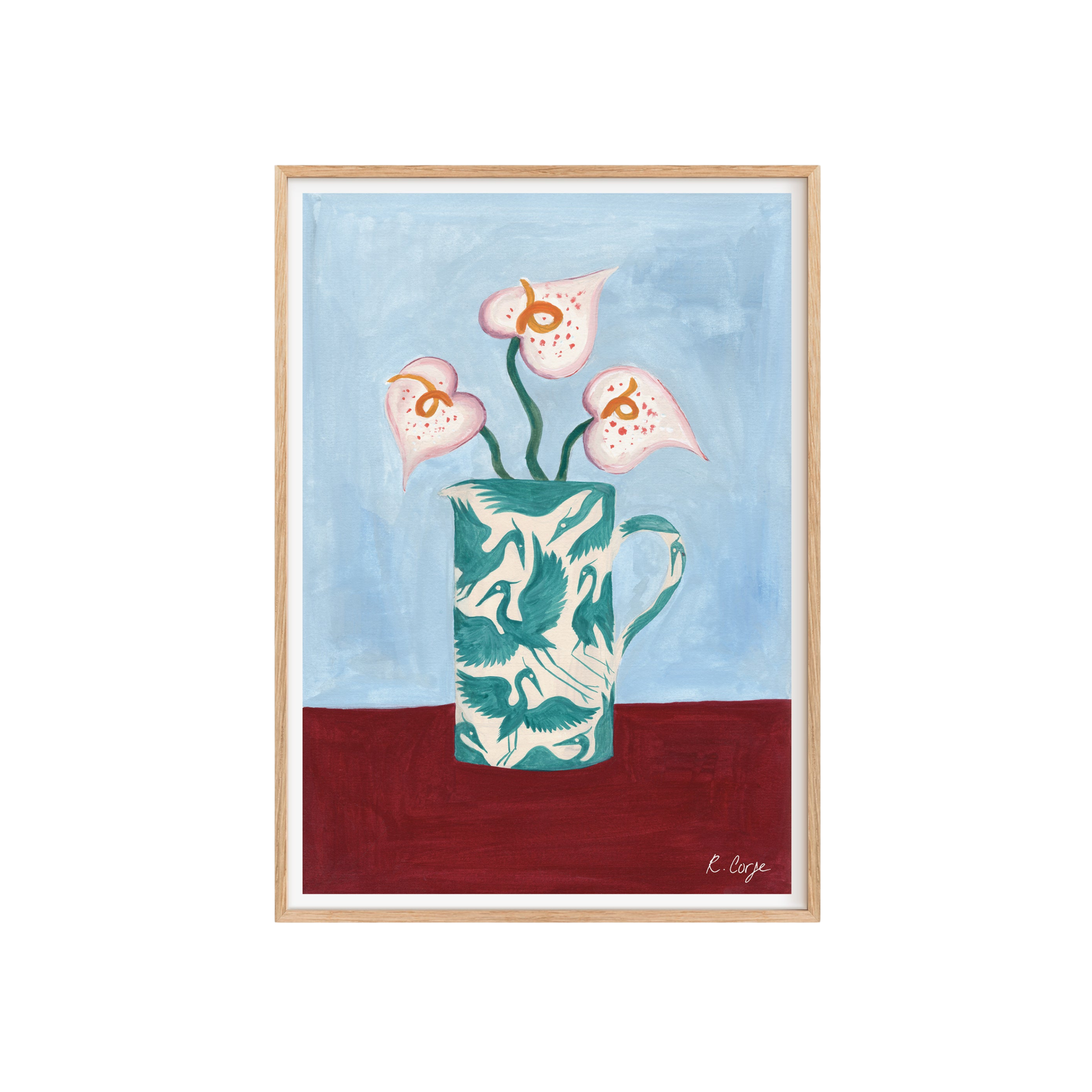 Teal Herons Jug Art Print