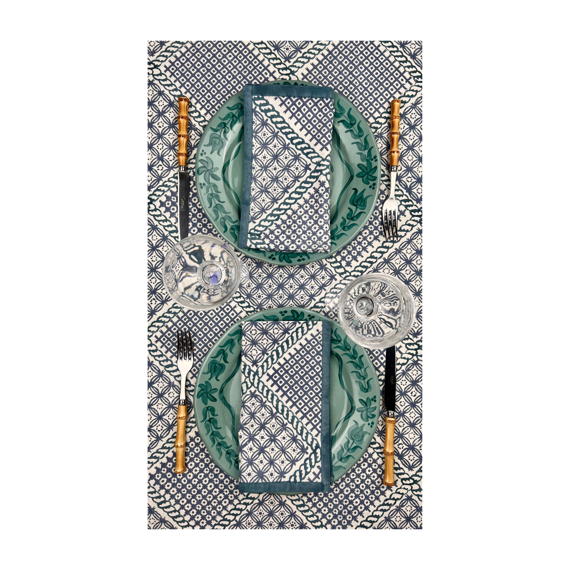 ’The Trellis’ - Napkin Set of 4 - Teal Blue