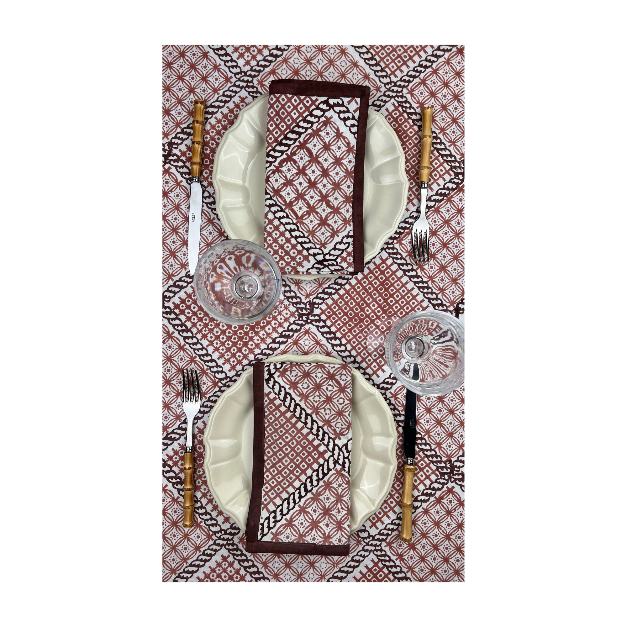 ’The Trellis’ - Napkin Set of 4 - Dusty Pink & Plum