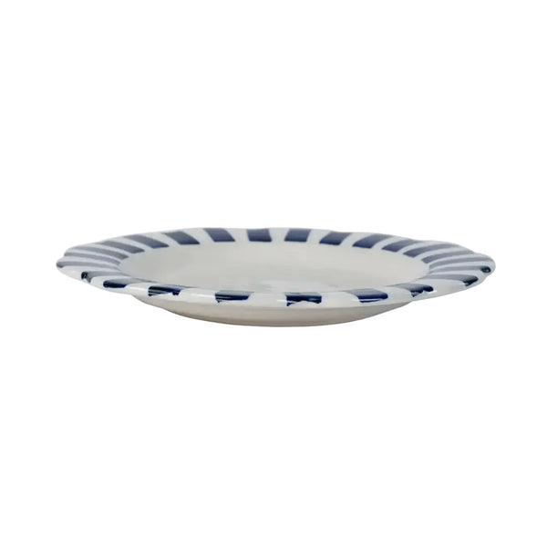 Ceramic Stripe Dinner Plate, Blue 10x10x1.25 Inches - Casa Amarosa
