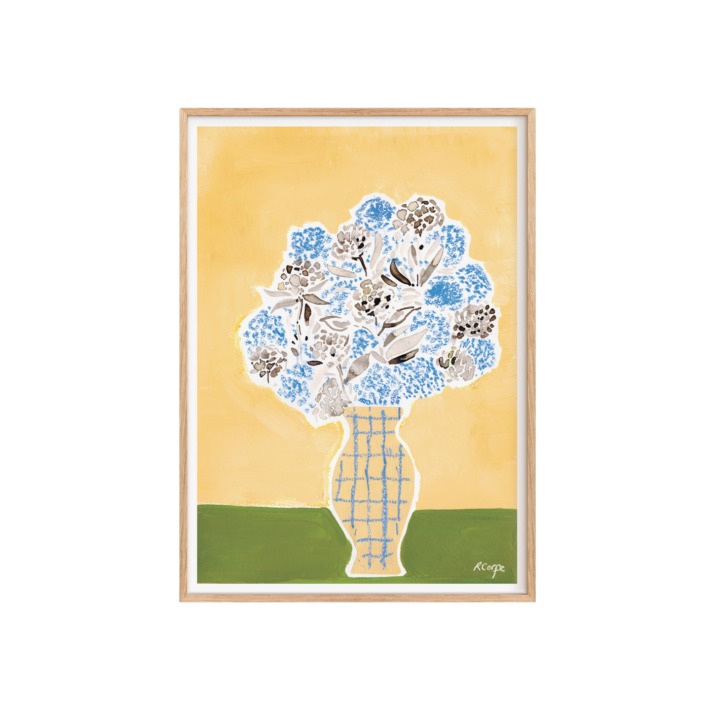 Hydrangea Vase Yellow Art Print