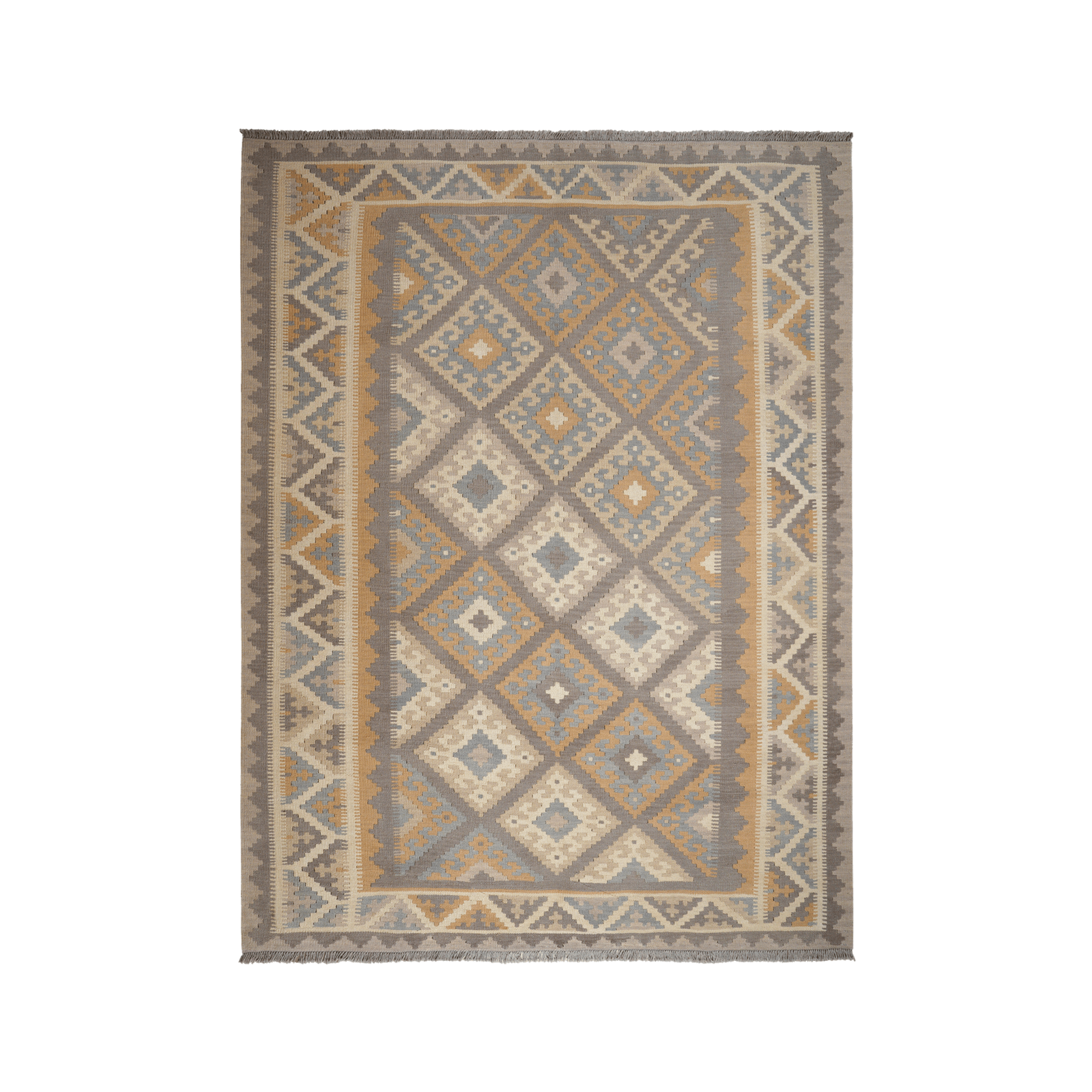 Kilim Gashgai Rug · Hand-Woven - Grey, 246x184 cm