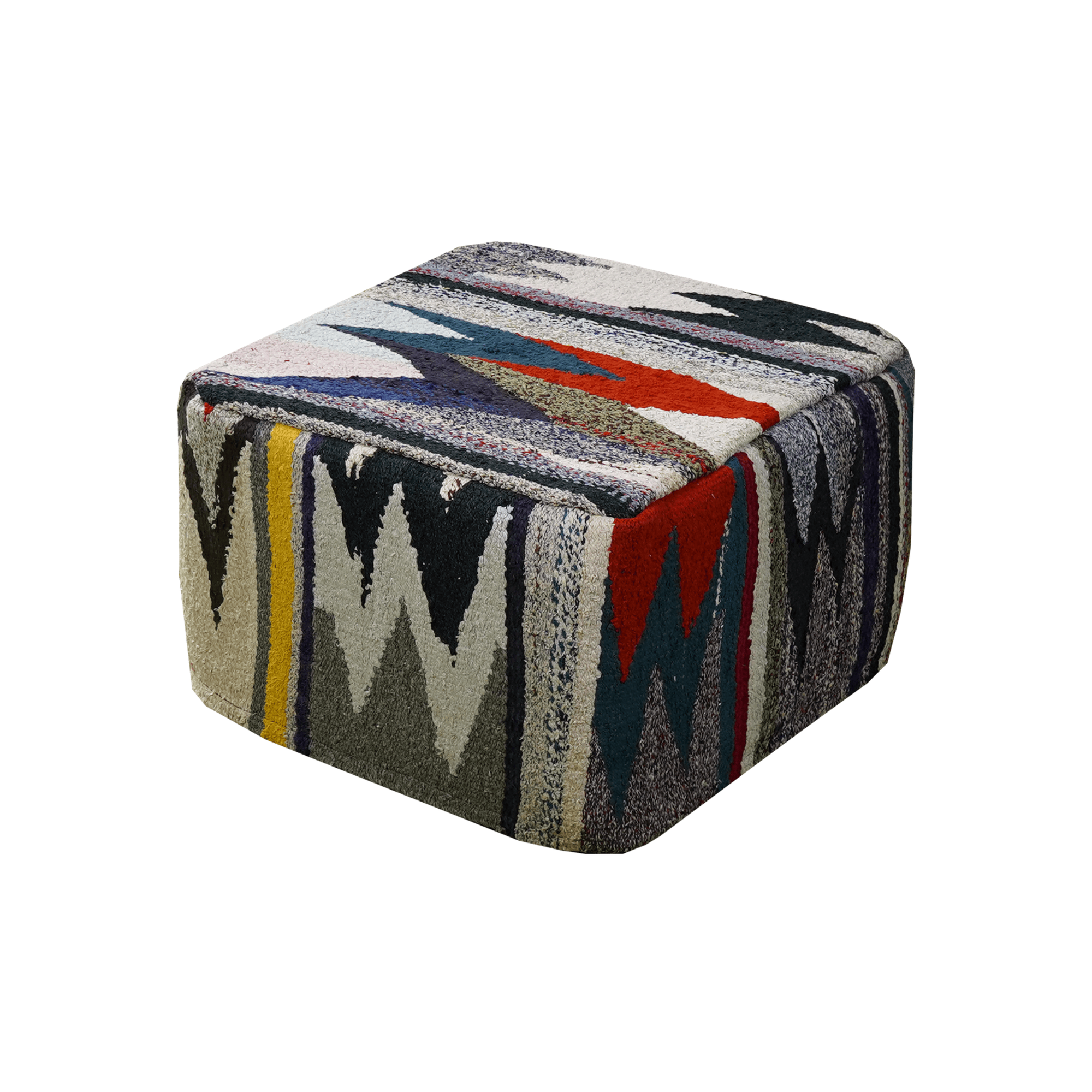 Kilim Pouf · Handcrafted - Multicoloured, 55x55 cm