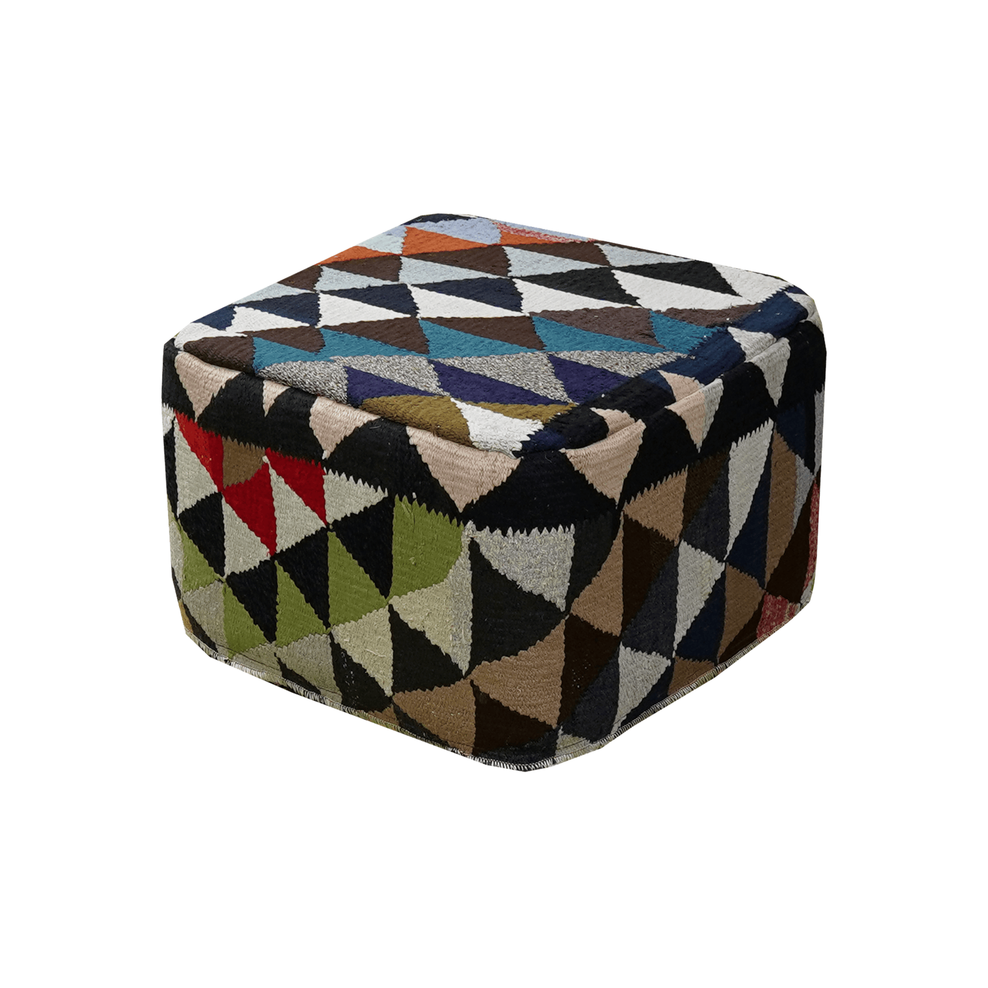 Kilim Pouf · Handcrafted - Multicoloured, 55x55 cm