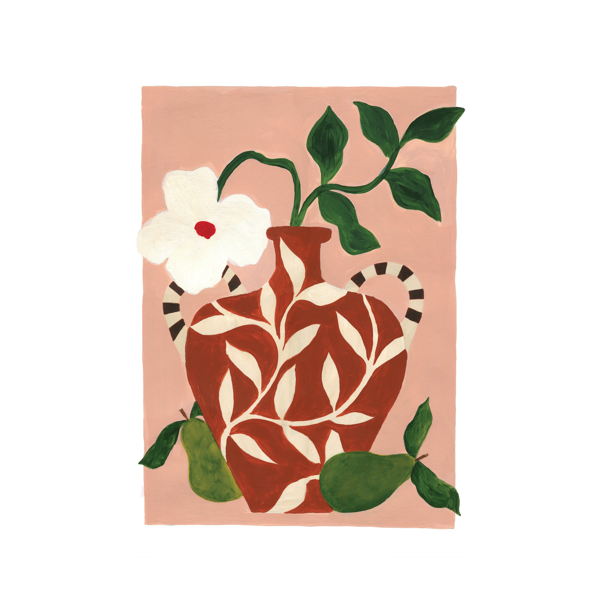Vase and Pears, Floral Art Print.