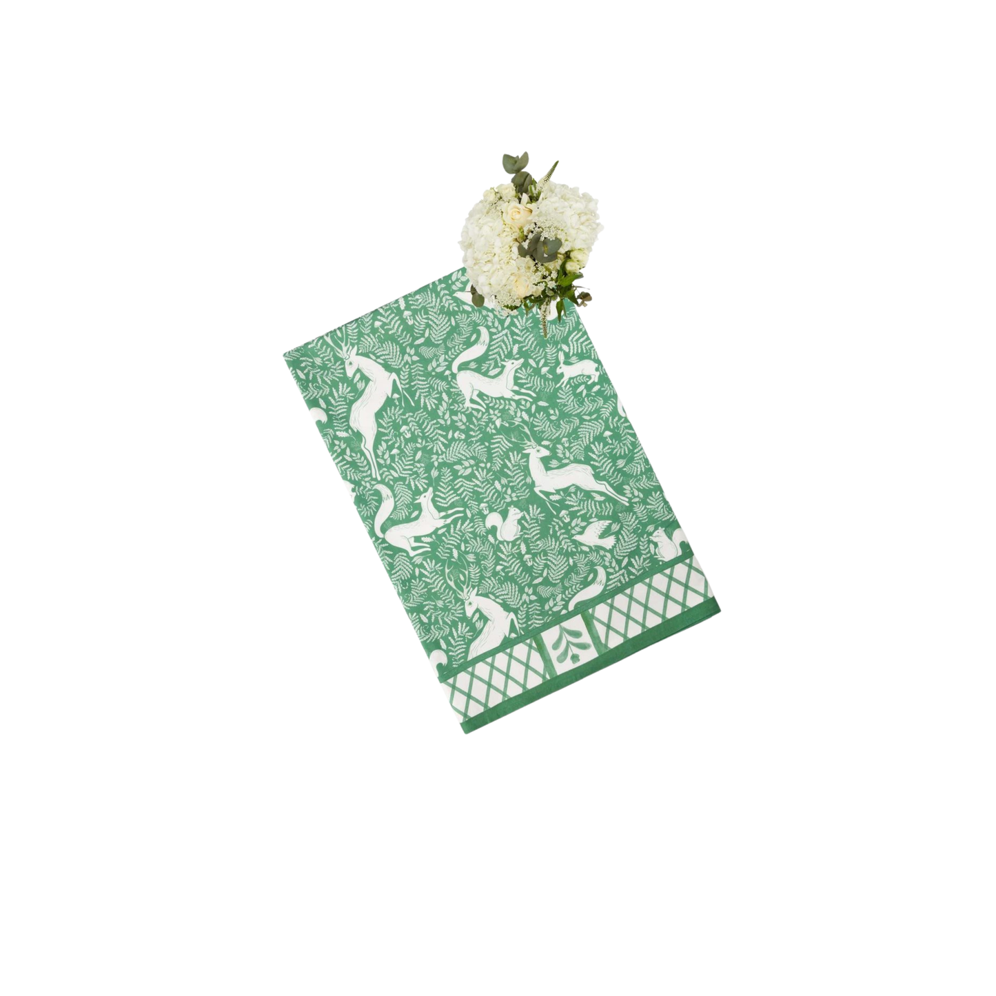 The Wycliffe Woodland Green Cotton Tablecloth