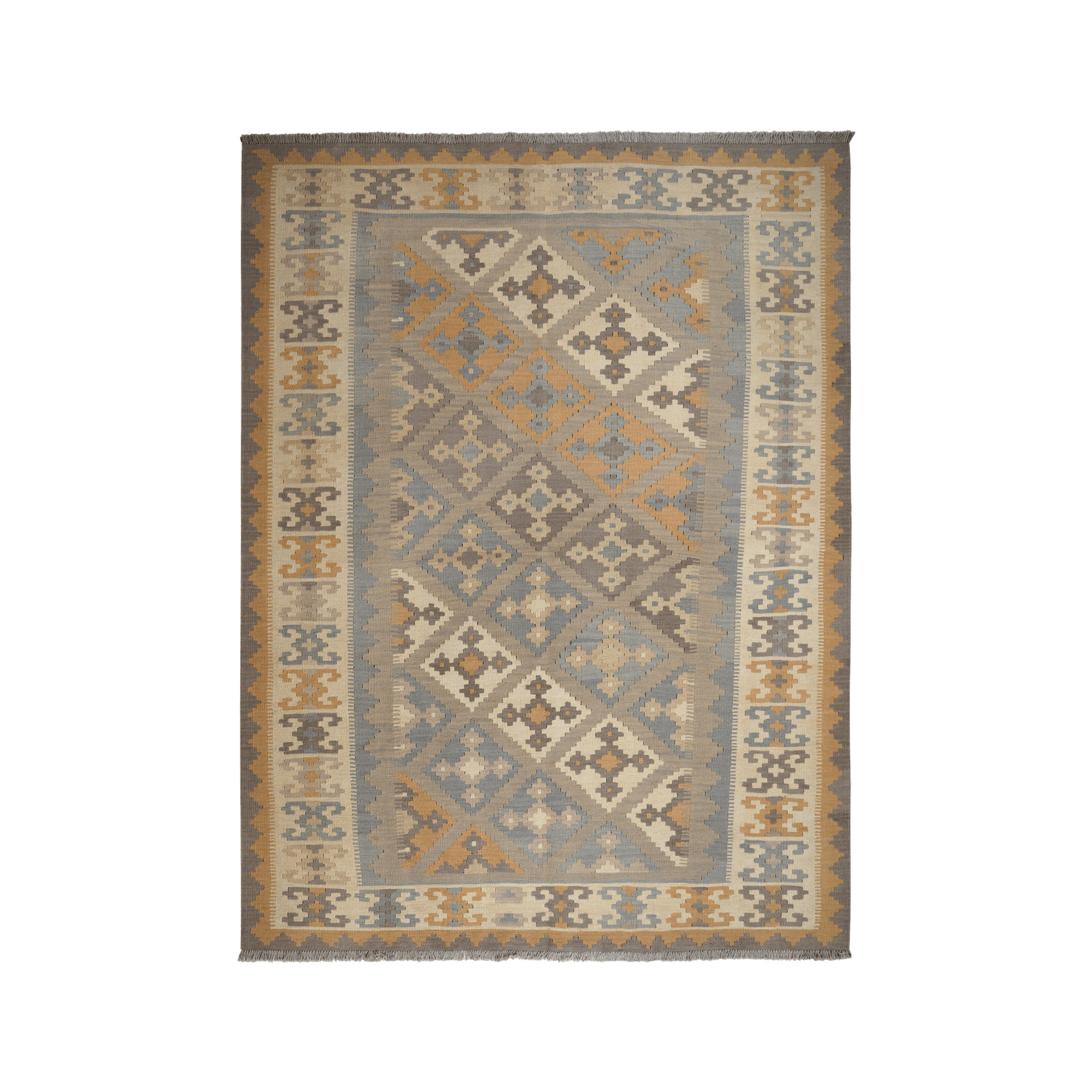 Kilim Gashgai Rug · Hand-Woven - Grey, 243x185 cm