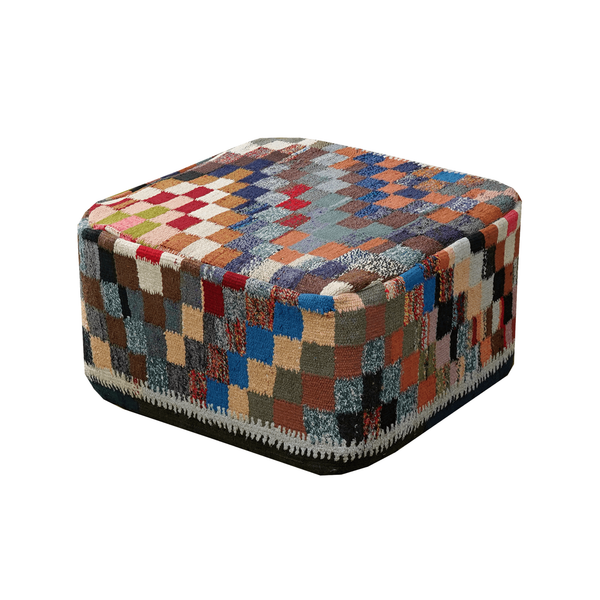 Kilim Pouf · Handcrafted - Multicoloured, 65x65 cm