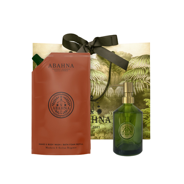 Glass Hand Wash Bottle Refill Set - Mandarin & Sicilian Bergamot